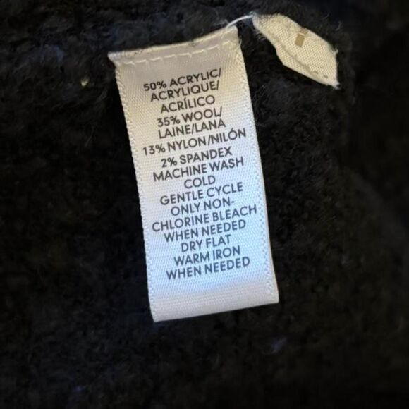 Ann Taylor LOFT Black Drapey Fleece-like Textured Open Wool Cardigan size medium - Picture 5 of 6